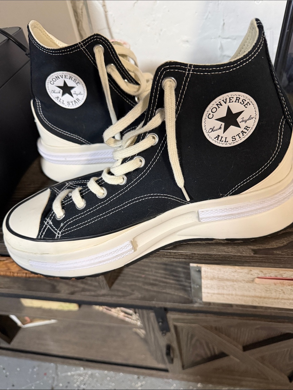 Converse High Top Platform Sneakers - Black/Cream